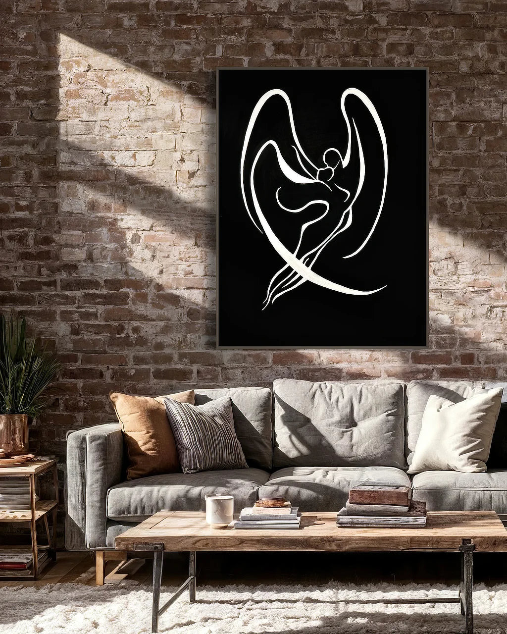 Celestial Lovers print by Sonia Malboeuf hanging in den