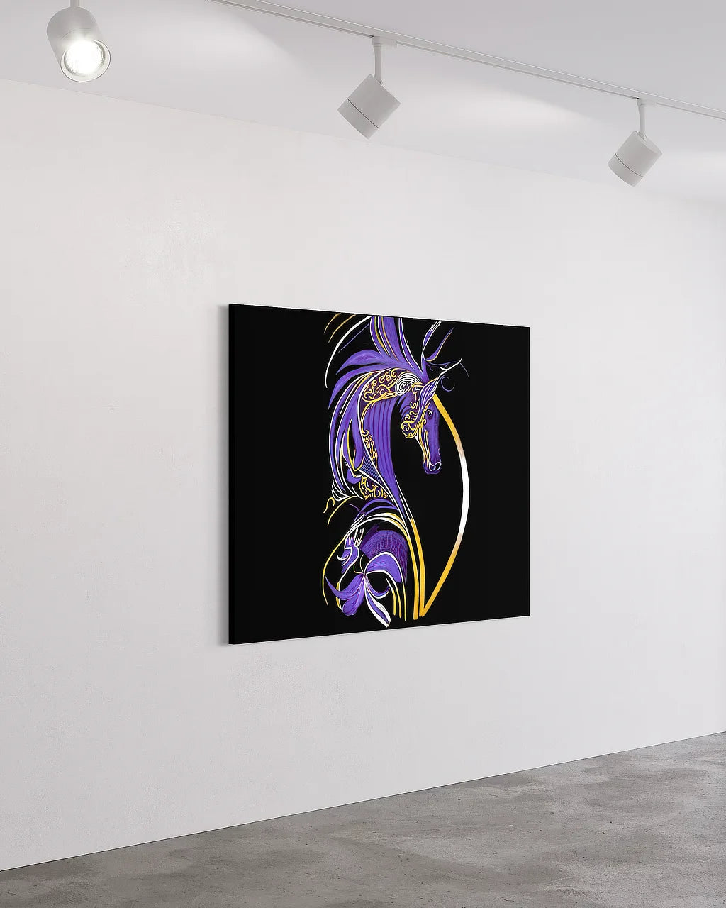 Becoming Me BLACK Canvas Originals museum wrap art print (54x72 inches), on studio wall.