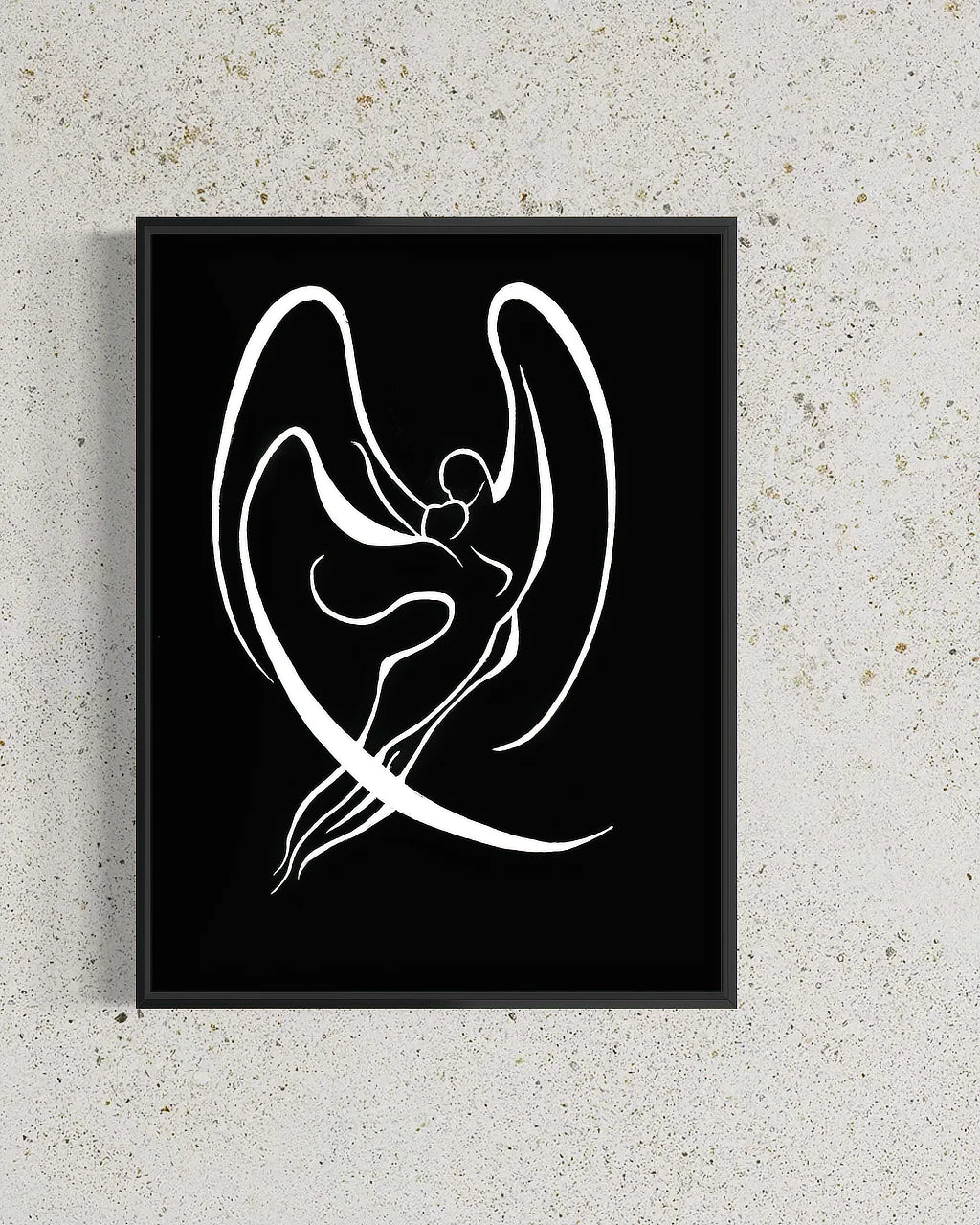 Celestial Lovers original painting on canvas by Sonia Malboeuf, close studio view with visible brush strokes