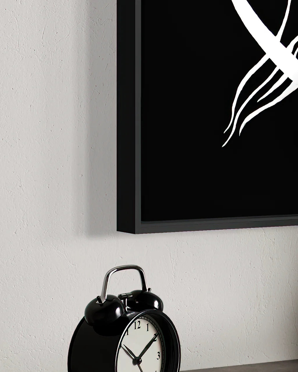 Floating frame detail of Celestial Lovers BLACK Canvas Originals painting by Sonia Malboeuf, showing float profile.