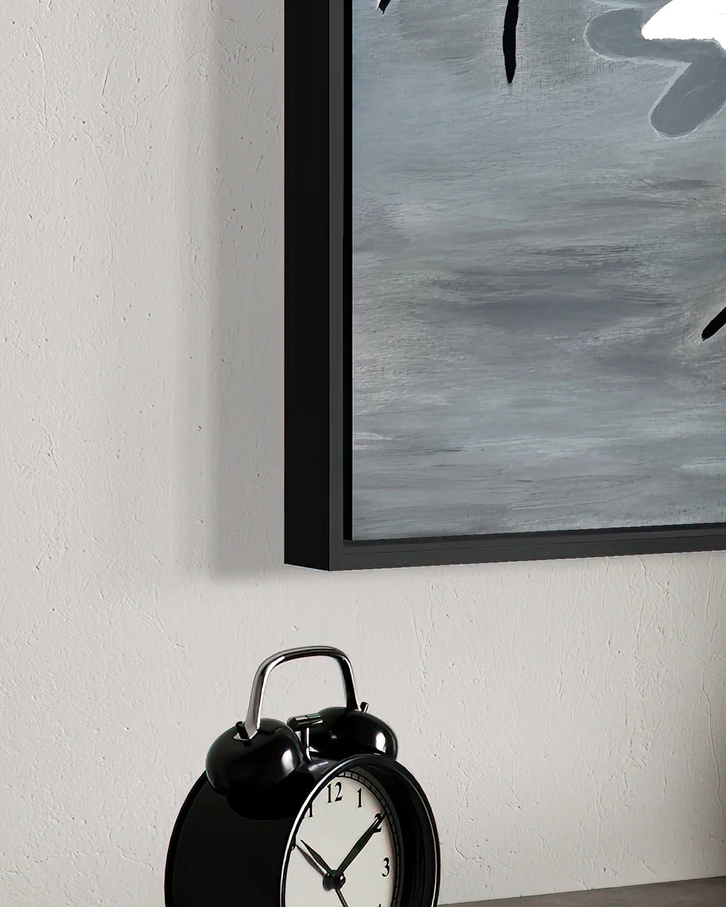 Floating frame detail of In the Wind BLACK Canvas Originals painting by Sonia Malboeuf, showing float profile.
