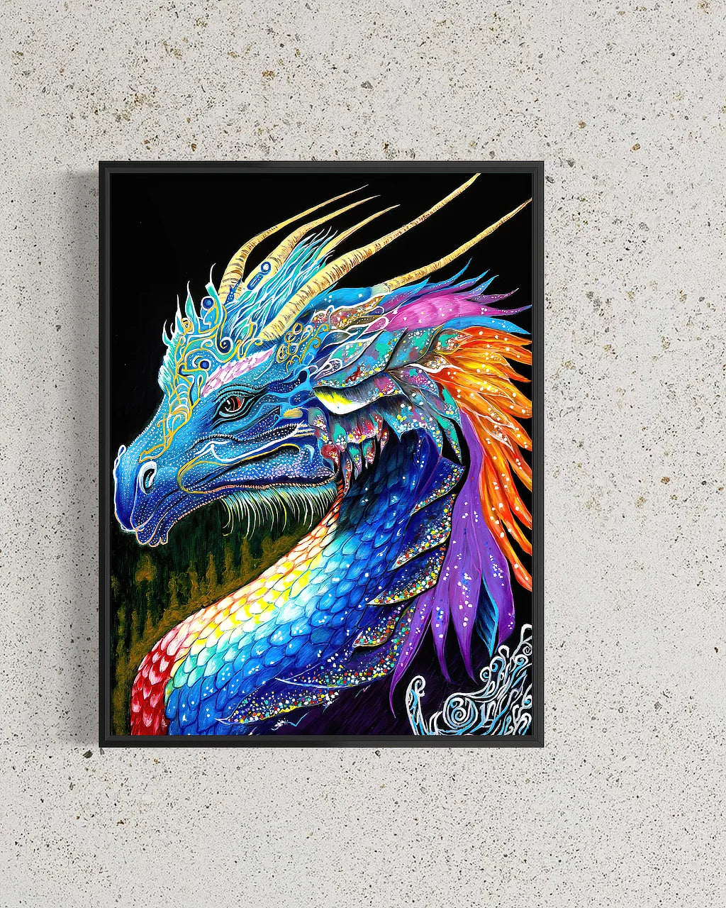 The Guardian BLACK Canvas Originals painting 24x18 inches by Sonia Malboeuf, with visible brush strokes.