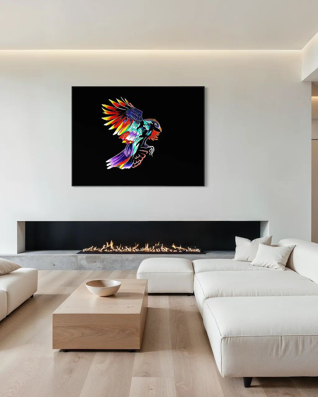 Rise Up BLACK Canvas Originals art print (54x72 inches), landscape statement print in modern living room.