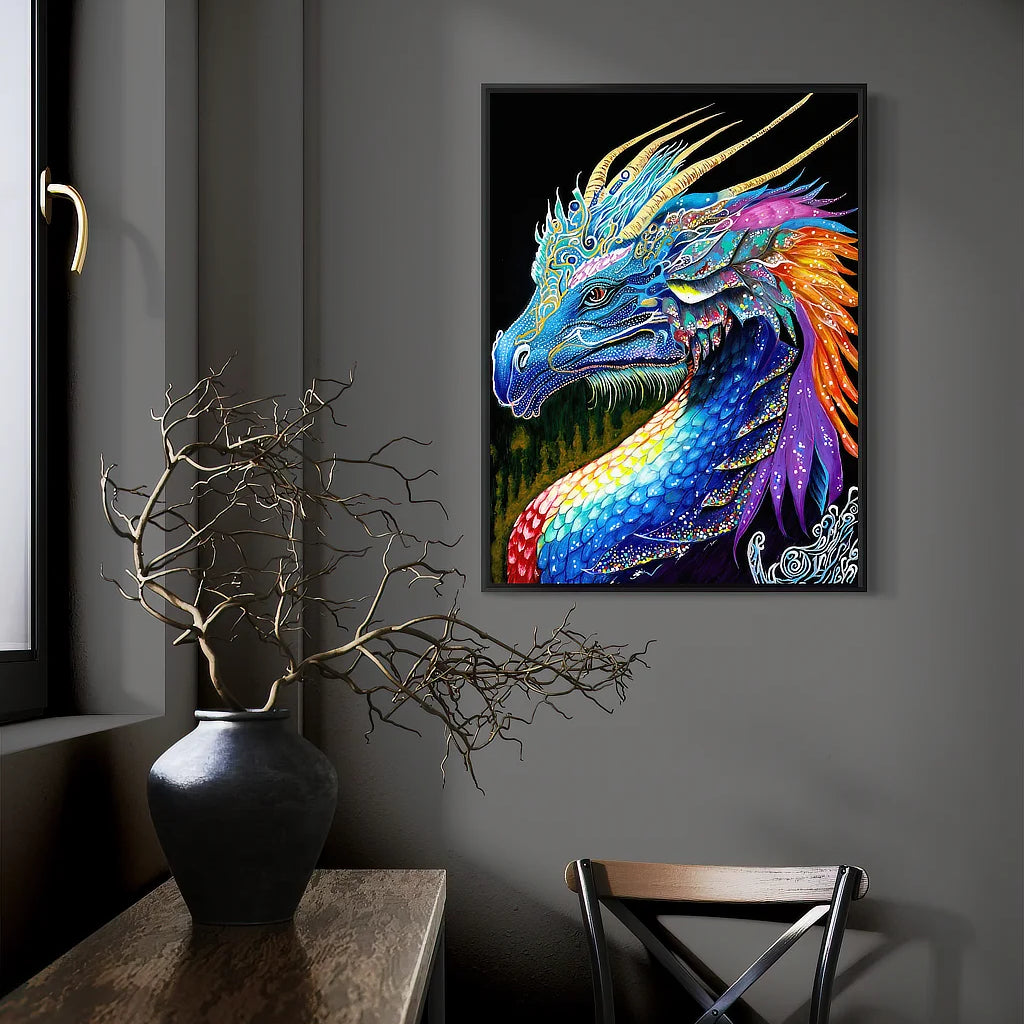 The Guardian BLACK Canvas Originals painting (24x18 inches) by Sonia Malboeuf, in a collector’s home.