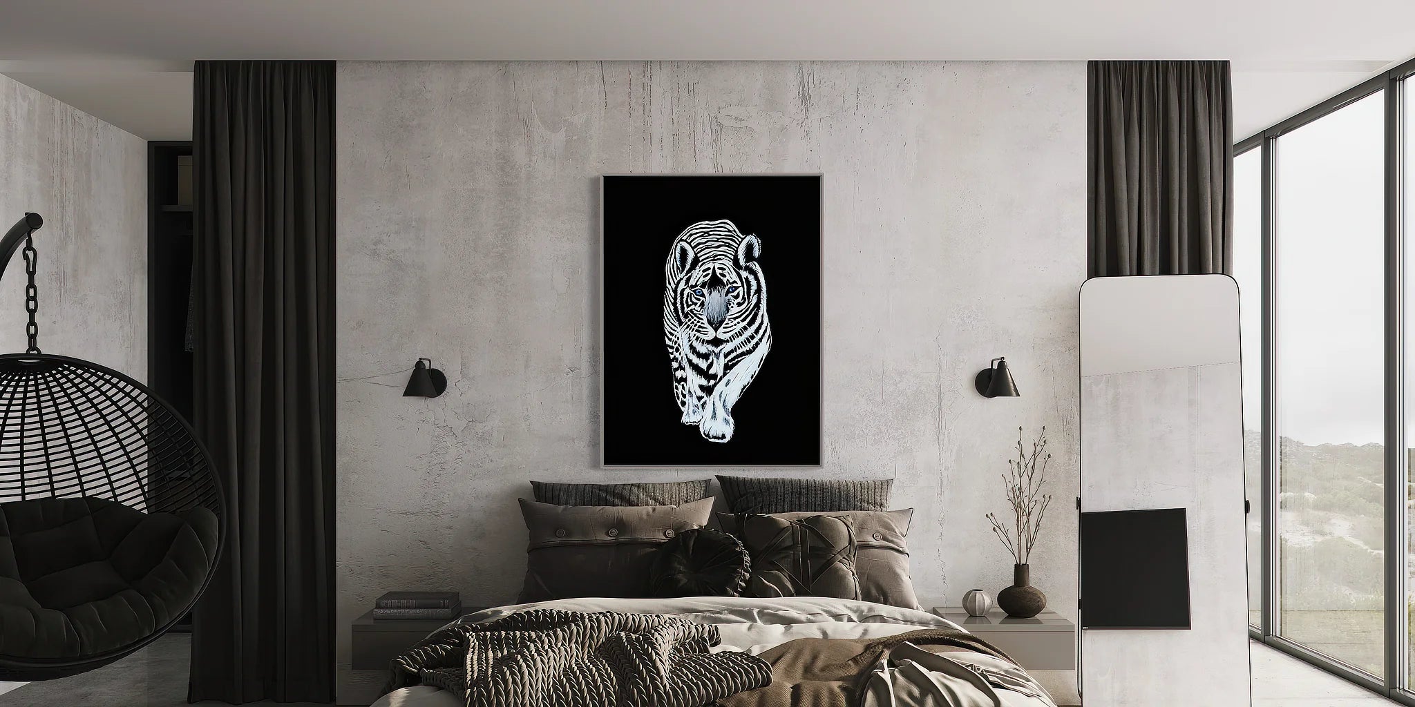 White Siberian tiger print by Sonia Malboeuf