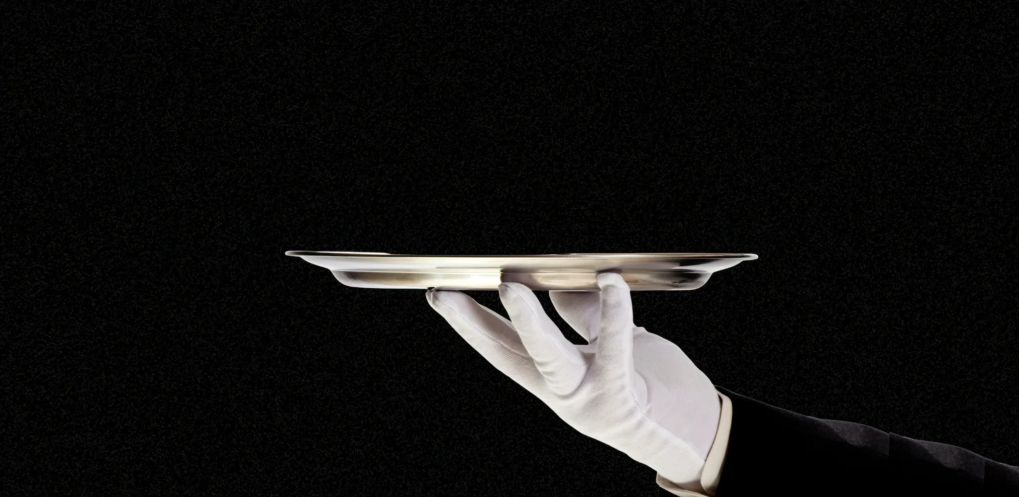 Butler with white glove holding a silver tray | WALL ART  by Sonia
