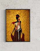 African Beauty-Chi original painting on canvas by Sonia Malboeuf, close studio view with visible brush strokes