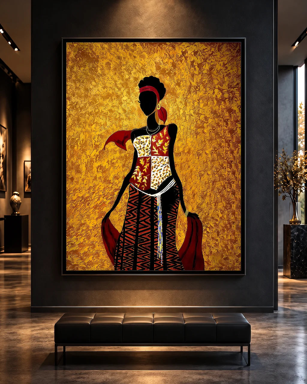 African Beauty-Chi Whispering Room Originals painting (72x54 inches) by Sonia Malboeuf, gallery exhibition.