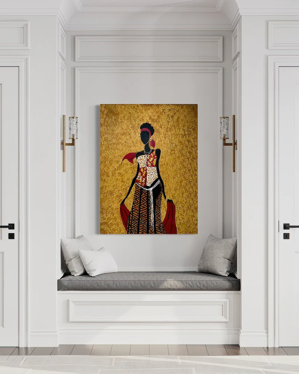 African Beauty Chi, HD metal print hanging over daybed | Sonia Malboeuf