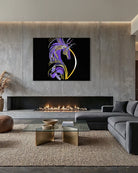 Becoming Me BLACK Canvas Originals art print (54x72 inches), landscape statement print in condo.