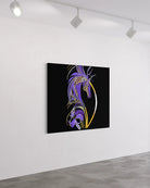 Becoming Me BLACK Canvas Originals museum wrap art print (54x72 inches), on studio wall.