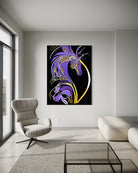 Becoming Me BLACK Canvas Originals art print (72x54 inches), in modern living room.
