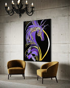 Becoming Me BLACK Canvas Originals art print (72x54 inches), in modern reception area.