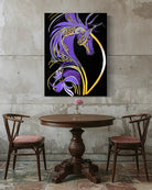 Becoming Me BLACK Canvas Originals Chromaluxe® HD Metal outdoor wall art (48x36 inches), in restaurant patio area.