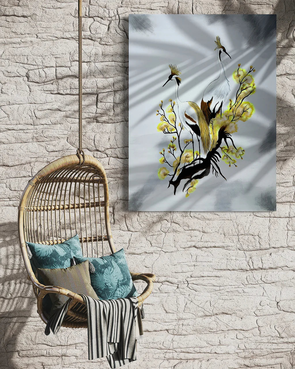 Cranes-not talking print on ChromaLuxe® HD Metal by Sonia Malboeuf