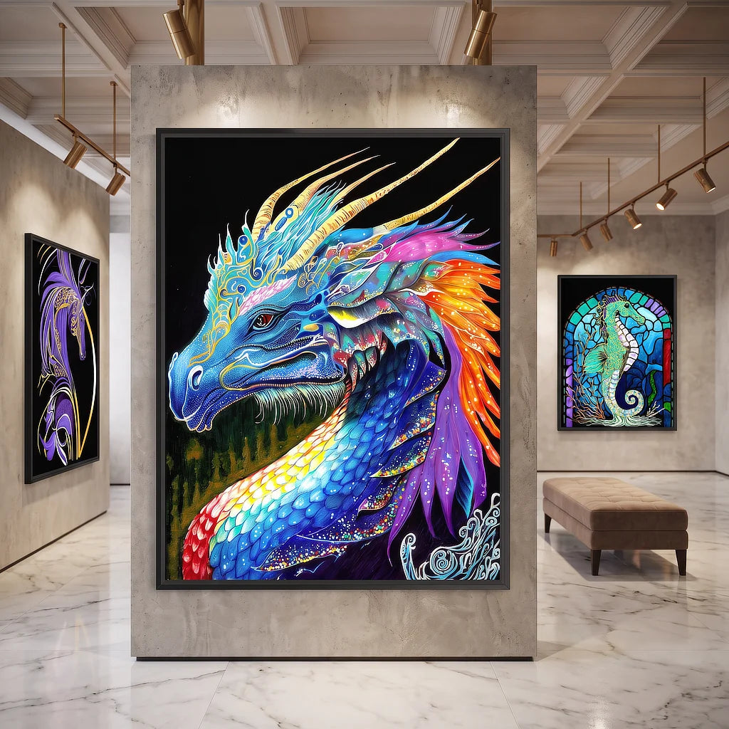 The Guardian BLACK Canvas Originals painting (72x54 inches) by Sonia Malboeuf, gallery exhibition.