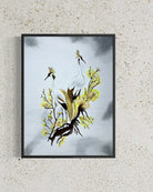 Cranes-Not Talking original canvas painting 24x18 inches by Sonia Malboeuf, with visible brush strokes.