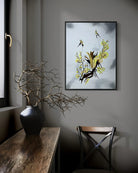 Cranes-Not Talking original canvas painting 24x18 inches by Sonia Malboeuf, displayed in a collector’s home.