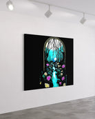 Enchanted Brook BLACK Canvas Originals museum wrap art print (54x72 inches), on studio wall.