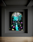 Enchanted Brook BLACK Canvas Originals painting (72x54 inches) by Sonia Malboeuf, gallery exhibition.