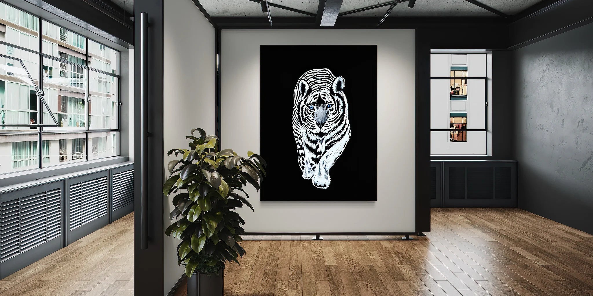 Snow Tiger-Baihu canvas print by Sonia Malboeuf