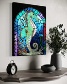 Keeper of the Blue Realm BLACK Canvas Originals museum wrap art print (24x18 inches), showing black finished edge.