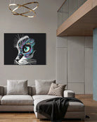 Moonlit Gaze 72x54 BLACK Canvas Original landscape statement art in contemporary loft interior