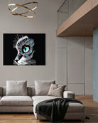 Moonlit Gaze BLACK Canvas Originals art print (54x72 inches), landscape statement print in contemporary loft.
