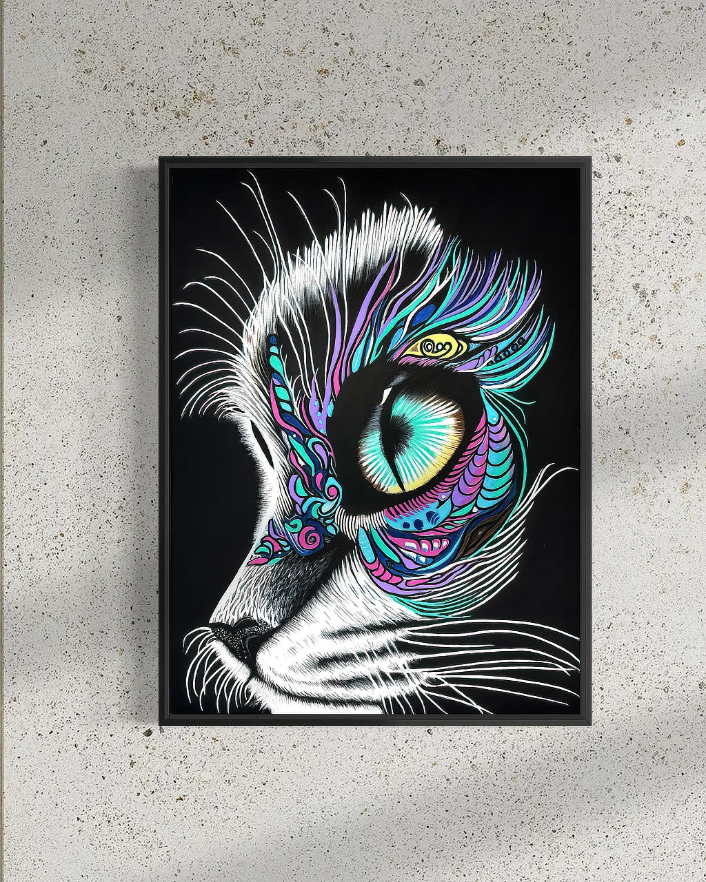 Moonlit Gaze original painting on canvas by Sonia Malboeuf, unframed close studio view with visible brush strokes