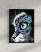 Moonlit Gaze original painting on canvas by Sonia Malboeuf, unframed close studio view with visible brush strokes