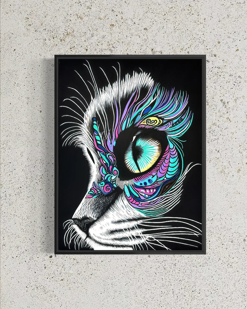 Moonlit Gaze original painting on canvas by Sonia Malboeuf, unframed close studio view with visible brush strokes