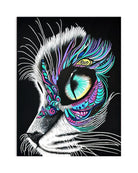 Moonlit Gaze original painting on canvas by Sonia Malboeuf, unframed close studio view with visible brush strokes