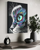 Moonlit Gaze 24x18 museum wrap art print showing black finished edge detail in modern interior.