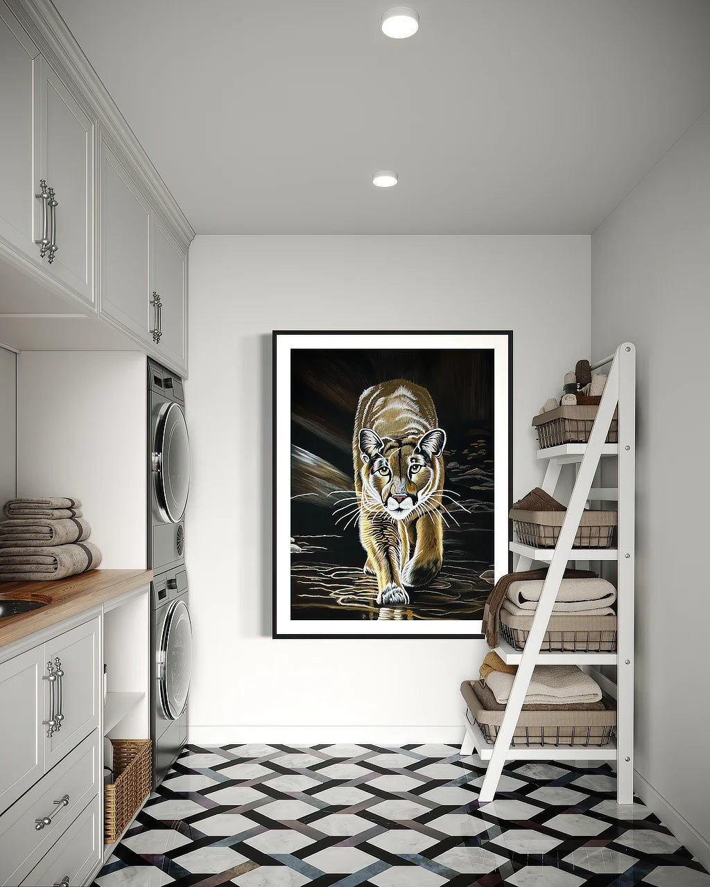 Mountain Lion-Kojo paper print in laundry room