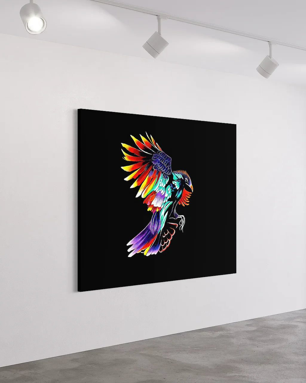Riser Up BLACK Canvas Originals museum wrap art print (54x72 inches), in photo studio.
