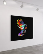 Riser Up BLACK Canvas Originals museum wrap art print (54x72 inches), in photo studio.