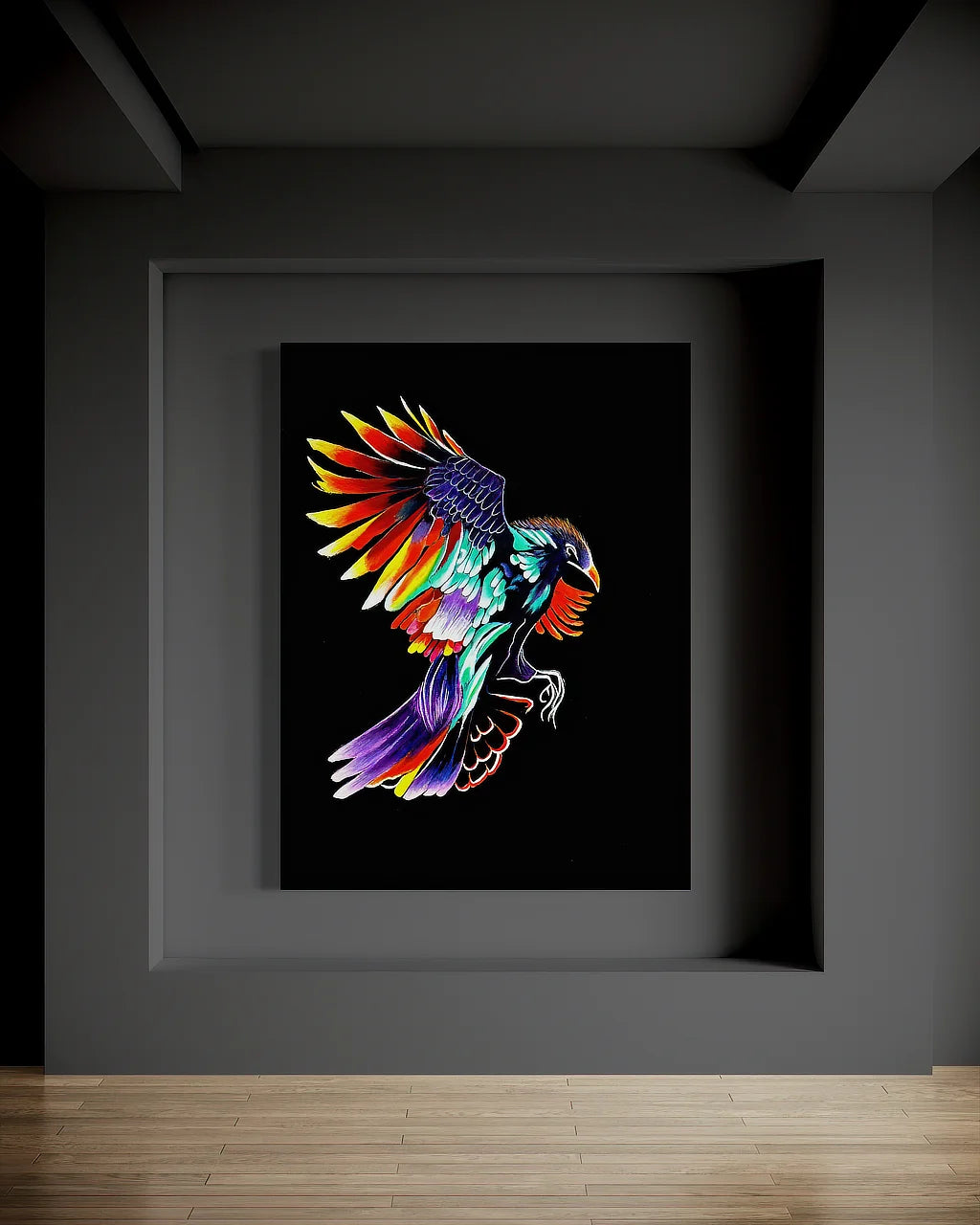 Rise Up BLACK Canvas Originals painting (72x54 inches) by Sonia Malboeuf, gallery exhibition.