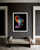 Rise Up BLACK Canvas Originals fine art matte paper print (40x30 inches), in minimalist hallway.