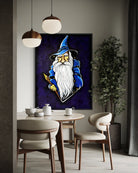 The Last Wizard BLACK Canvas Originals canvas art print (60x45 inch), in modern kitchen area.