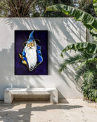 The Last Wizard BLACK Canvas Originals Chromaluxe® HD Metal (48x36  inch) indoor/outdoor wall art, on porch wall.