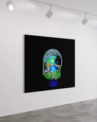 The Secret Crossing BLACK Canvas Originals museum wrap art print (54x72 inches), in photo studio.