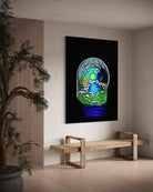 The Secret Crossing BLACK Canvas Originals art print (72x54 inches), in modern reception space.