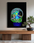 The Secret Crossing BLACK Canvas Originals canvas art print (60x45 inch), above modern console table.