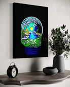 The Secret Crossing BLACK Canvas Originals museum wrap art print (24x18 inches), showing black finished edge.