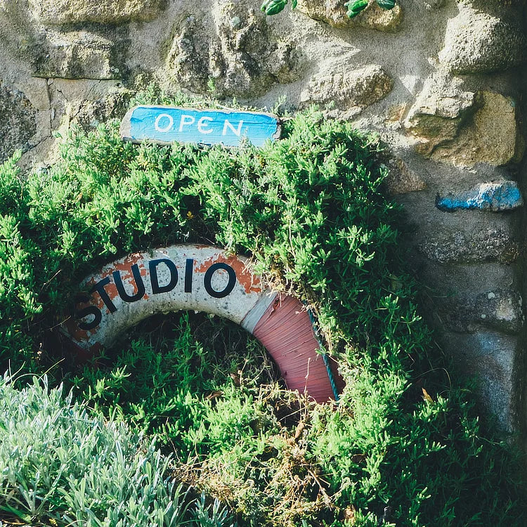 Studio cottage entrance with open sign | WALL ART by Sonia
