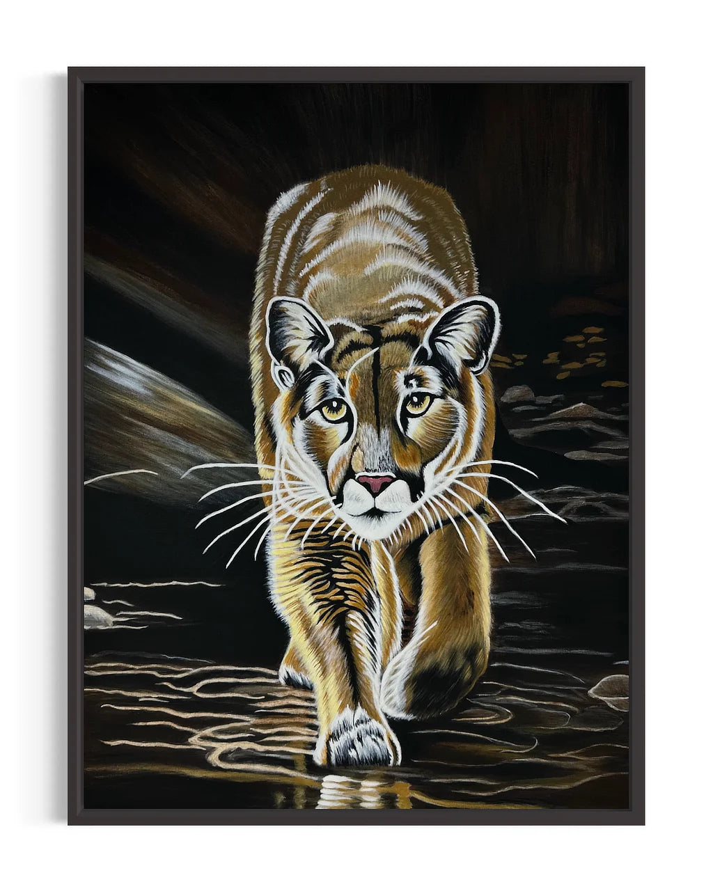 Mountain Lion-Kojo framed original  painting by Sonia Malboeuf