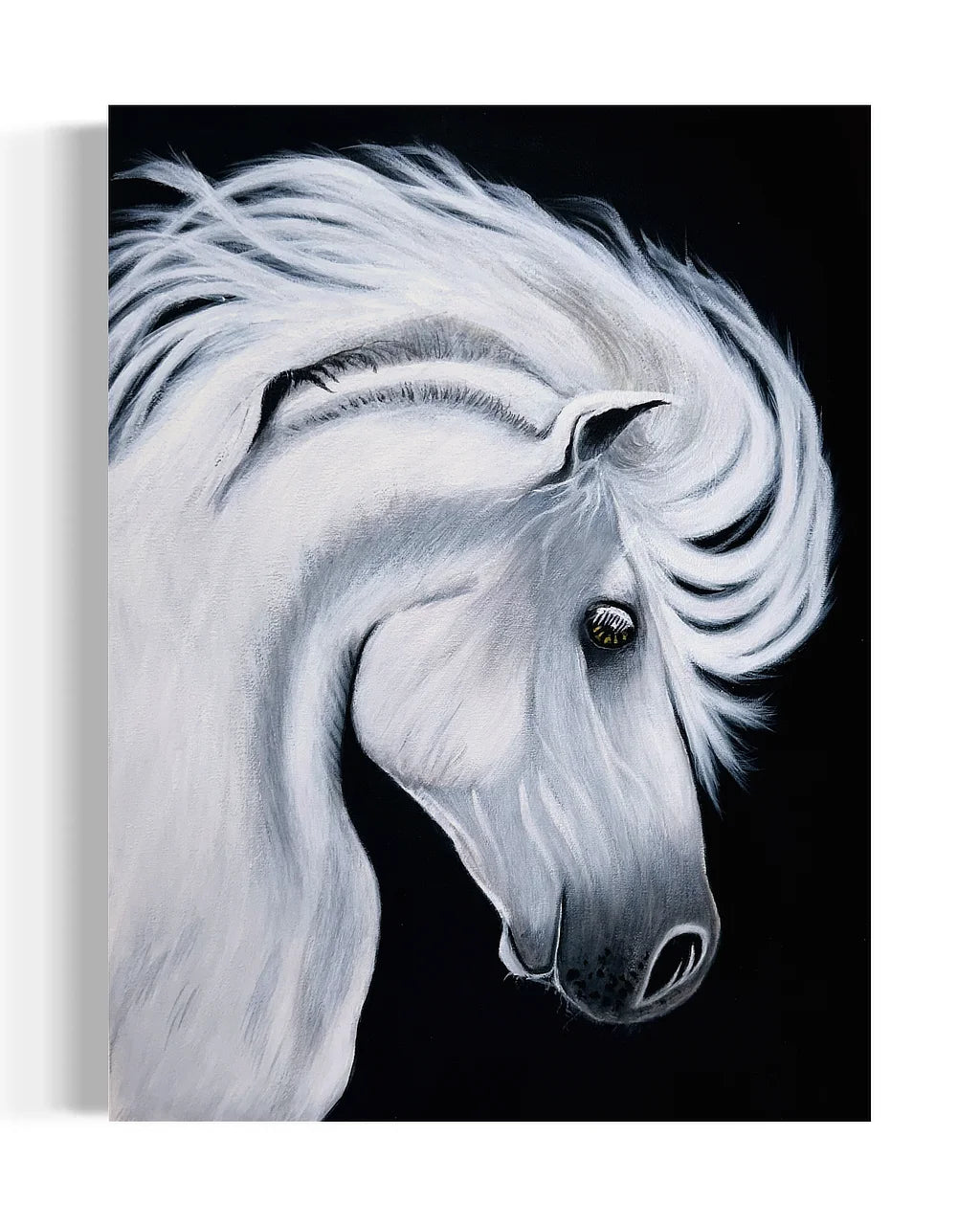 Original painting of White Horse-Comb by Sonia Malboeuf