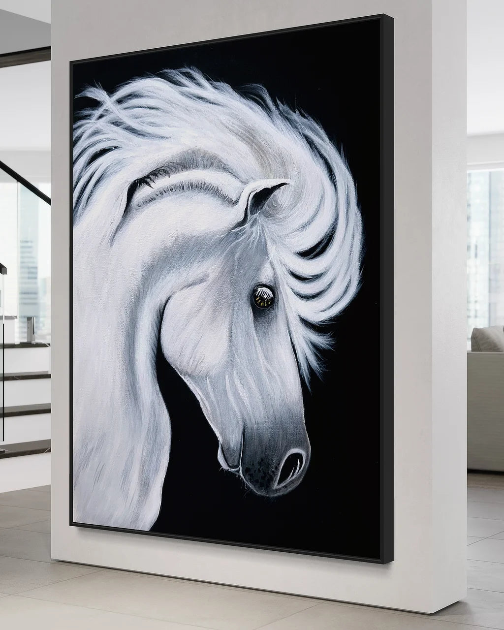 XL print of White Horse-Comb by Sonia Malboeuf