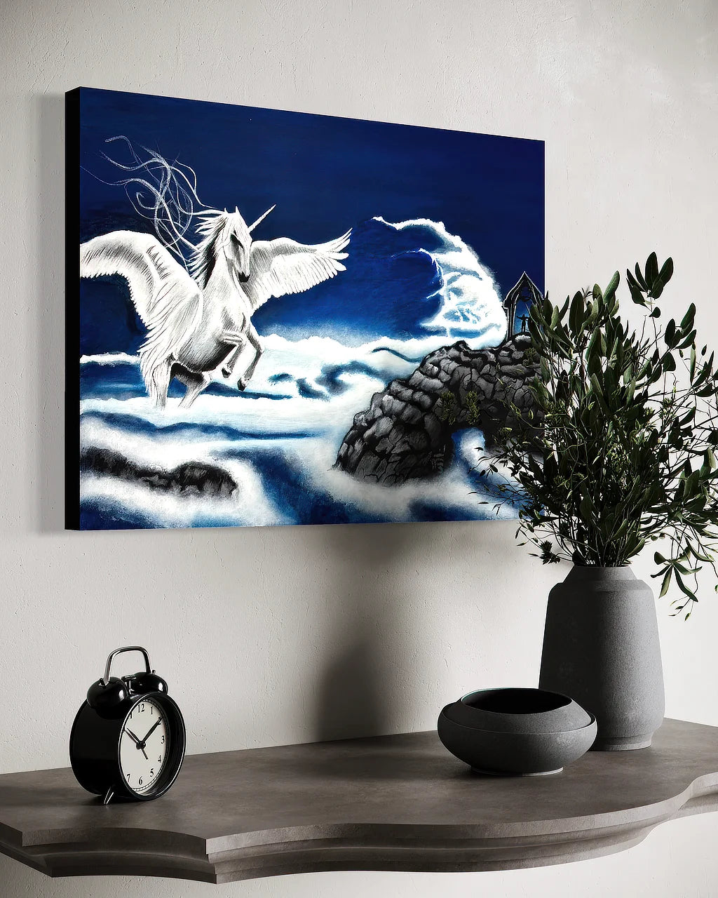 The Unknown isn't Empty, Whispering Room Originals museum wrap art print (18x24 inches), showing black finished edge detail.