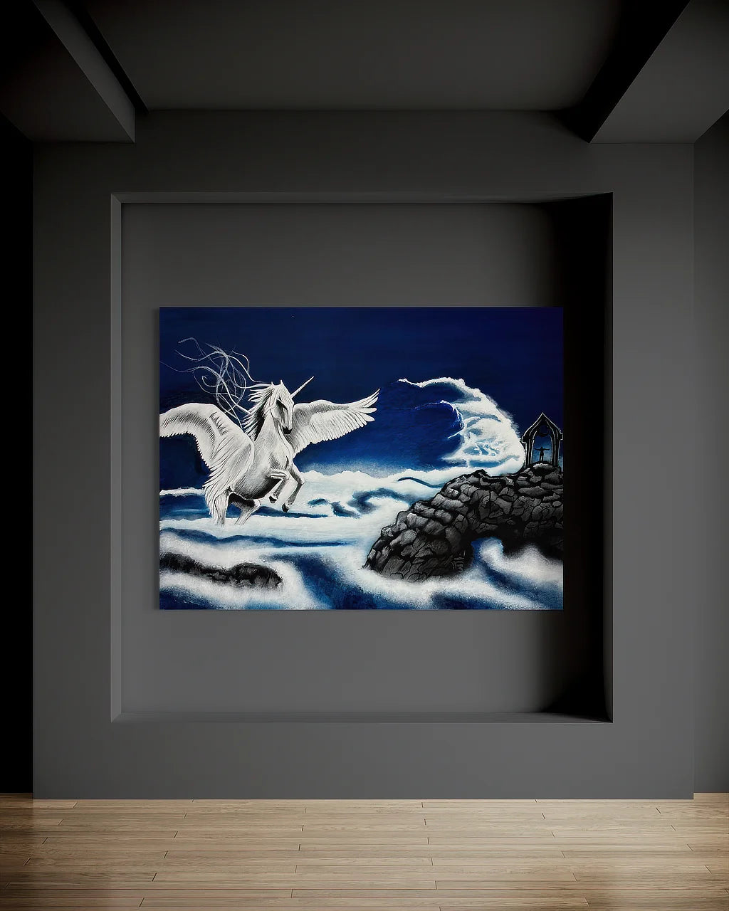 The Unknown isn't Empty Whispering Room Originals painting (54x72 inches) by Sonia Malboeuf, gallery exhibition.